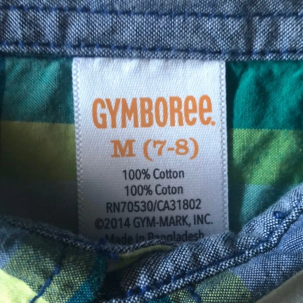 Gymboree long sleeve‎ button down dress shirt blue/green plaid Size Med 7-8